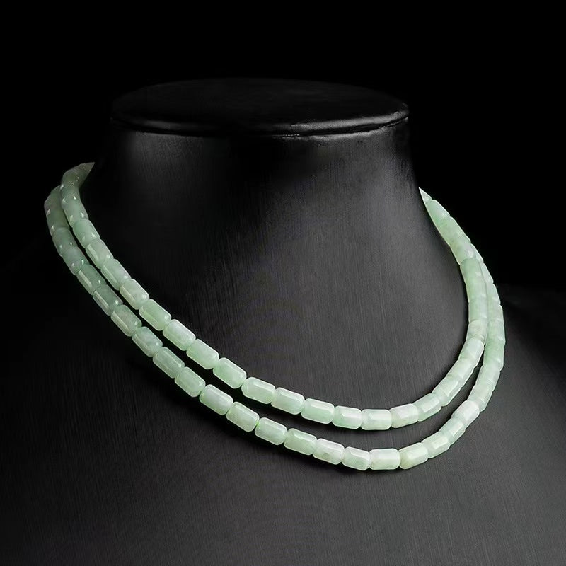 Mala Prayer Barrel Beads Jadeite Necklace-Inner Peace
