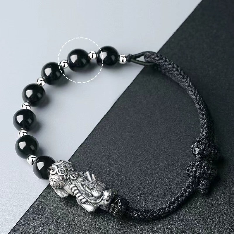 Pixiu Bracelet-Black Obsidian Stone Beads