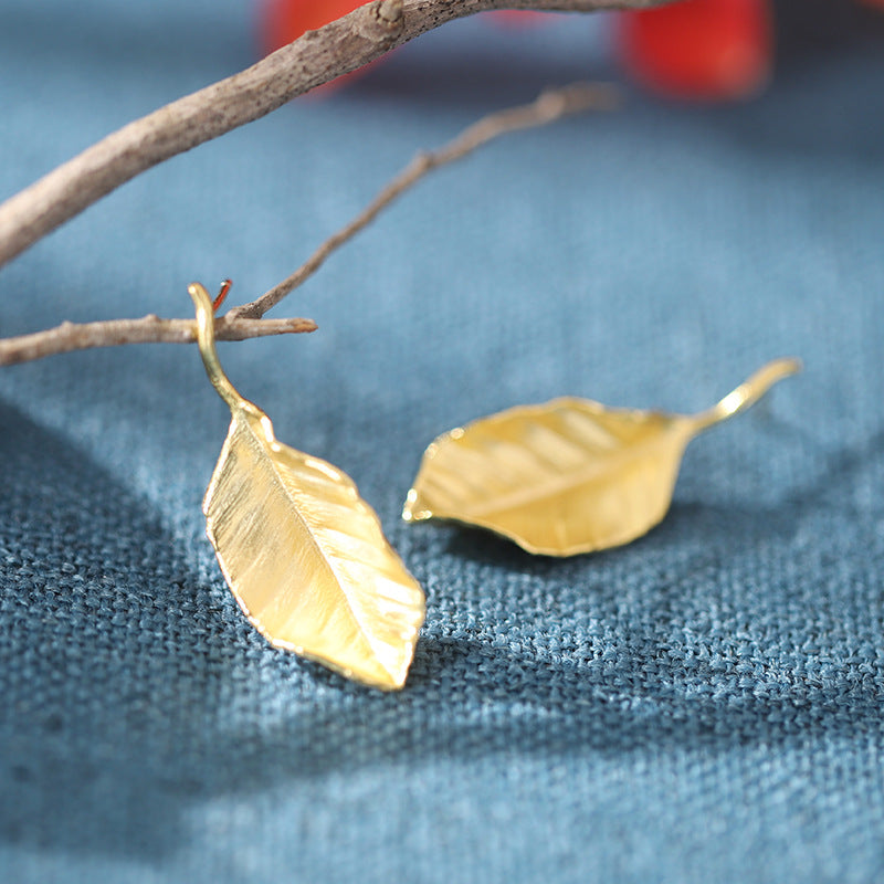 A Softer Pace-Textured Leaf Earrings & Necklace