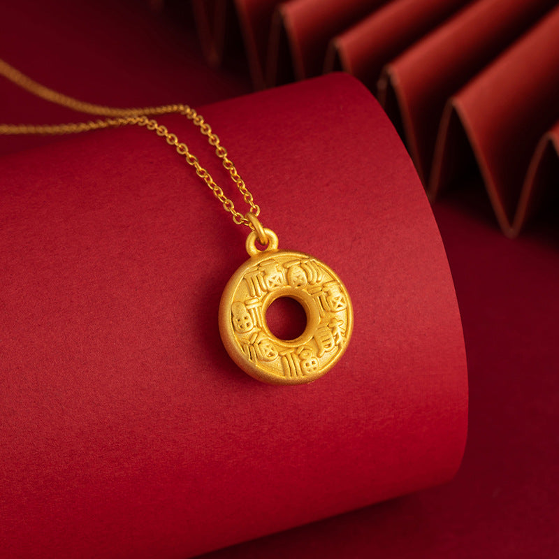 Fu Blessing Peace Disc Necklace-Good Fortune Alongside