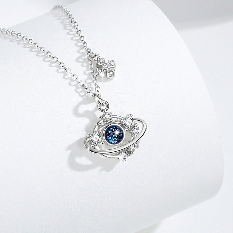 Romance Among the Stars-Saturn Sterling Silver Necklace