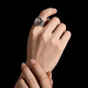 Black Ghost Crystal Classic Wide Band Silver Ring-Stress Relief and Emotional Balance