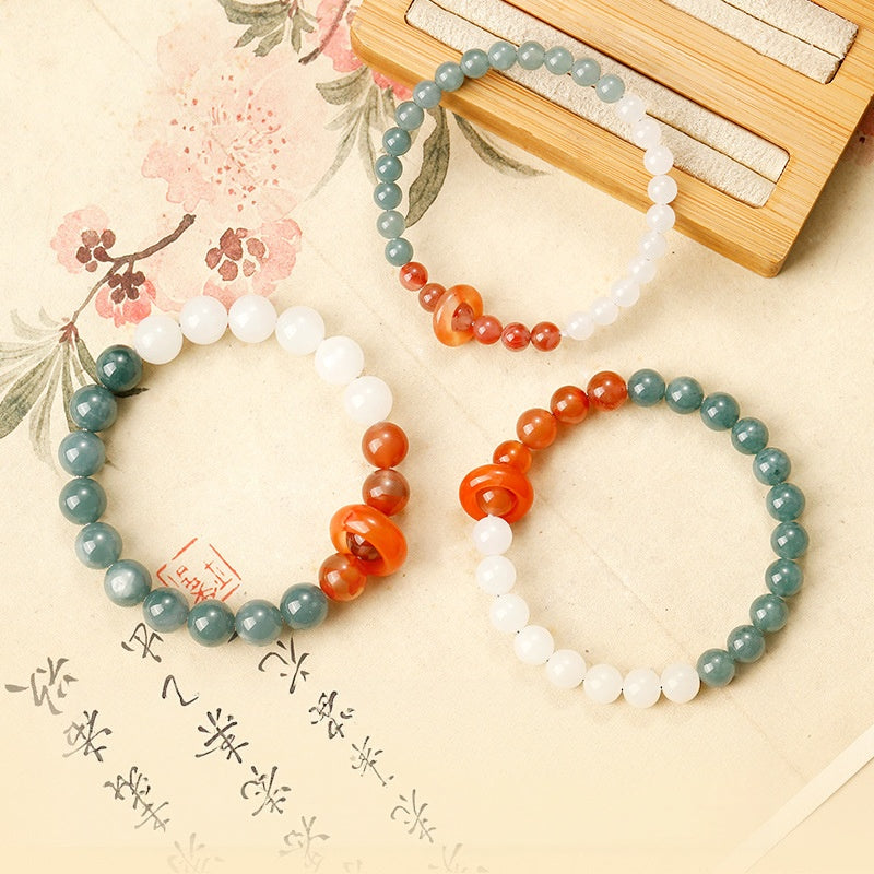Red Agate Sliding Donut Jade Bracelet-Circles of Calm