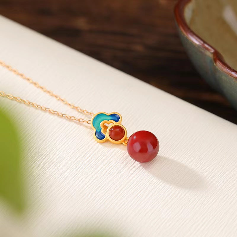 Auspicious Clouds Red Agate Necklace -Lucky and Prosperity