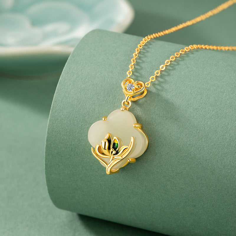 Orchid Nephrite Jade Necklace-Peace and Happiness