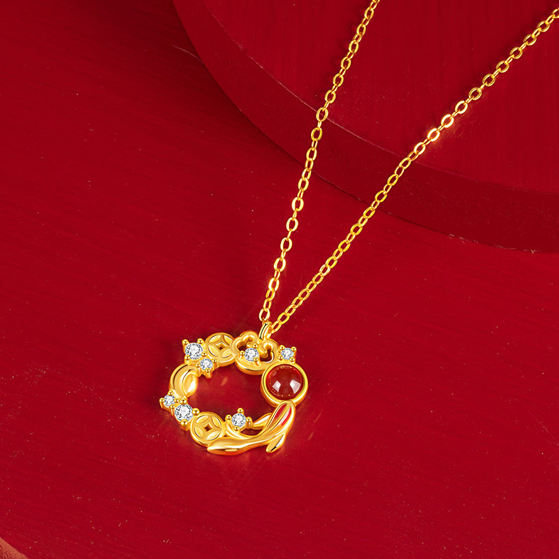 Koi Fish Red Agate Necklace-Good Fortune Ahead