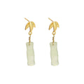 Ice Jade Bamboo Earrings-Prosperity Luck