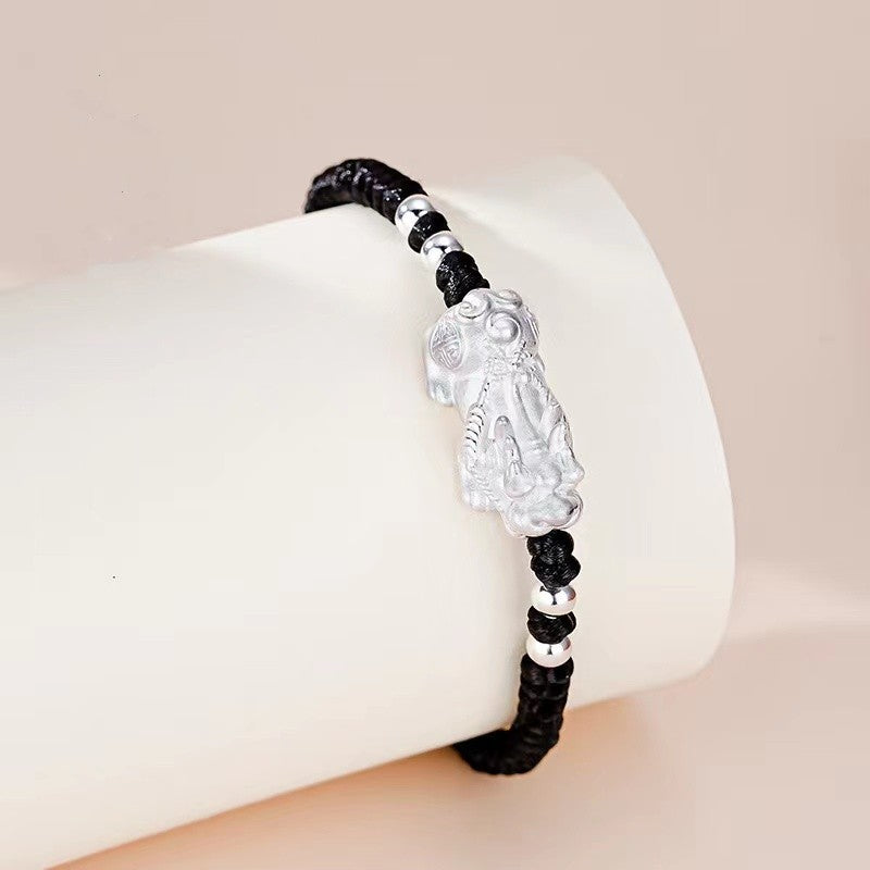 999 Pure Silver Pixiu Wealth String Bracelet-Attract Luck
