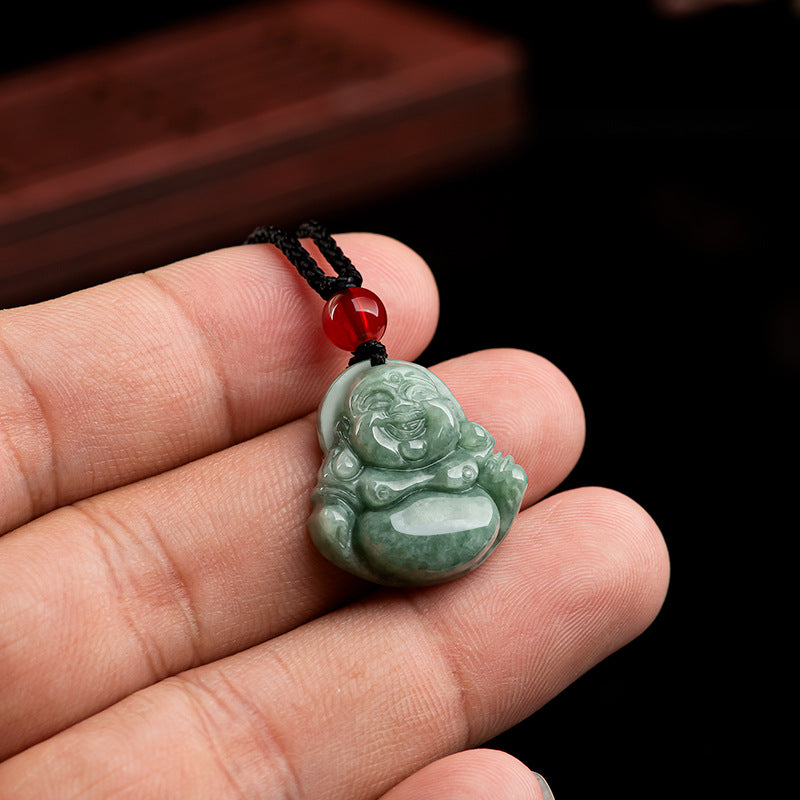 Prosperity Blessing Laughing Buddha Jade Pendant Necklace