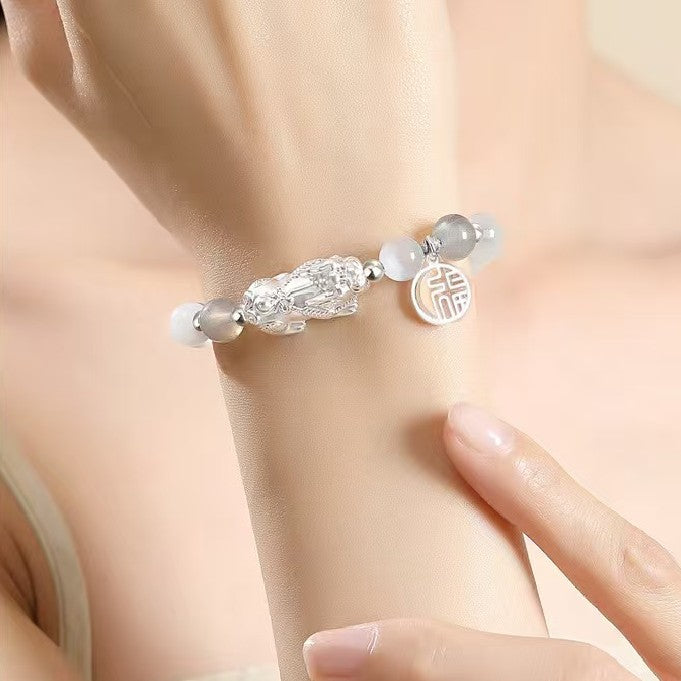 999 Silver Pixiu Classic Couple Bracelet-Protection and Wealth