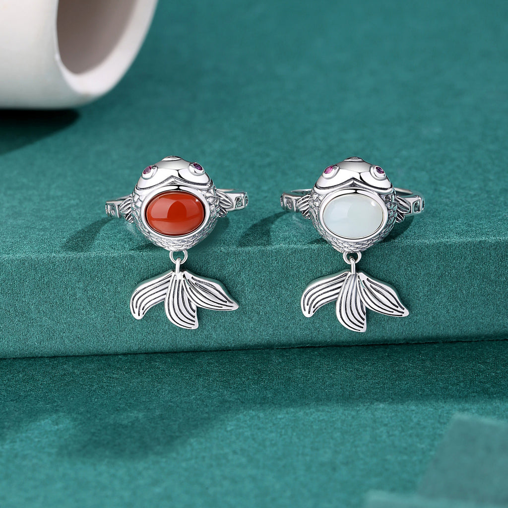 Goldfish 925 Sterling Silver Ring-Joyful Abundance