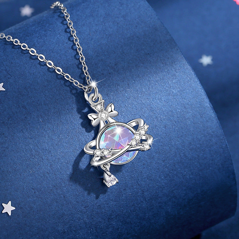 Saturn Sterling Silver Necklace-Drawn to You