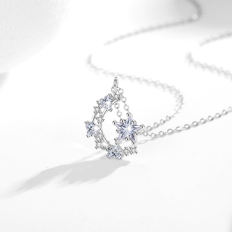 Always Beside You-Moon & Star Sterling Silver Necklace