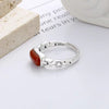 Red Agate Vintage Silver Ring-Luck Prosperity