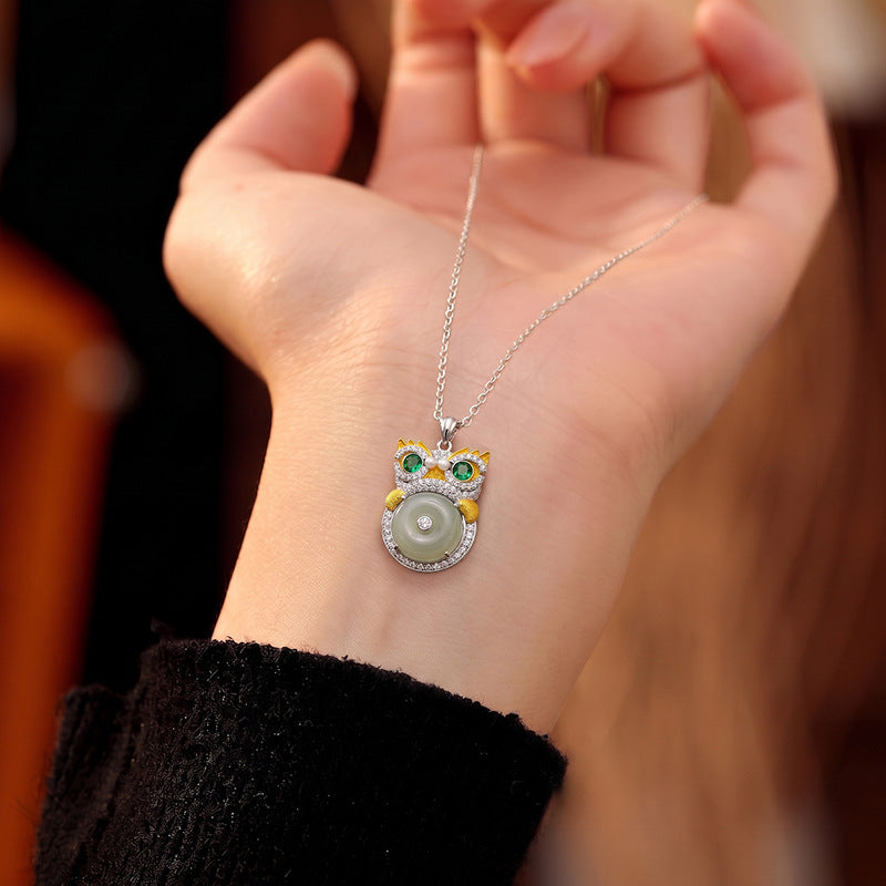 Dancing Lion Nephrite Jade Necklace-Courage & Prosperity