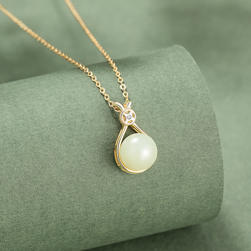 Fortune Bag Nephrite Jade Necklace-Hope Held Close
