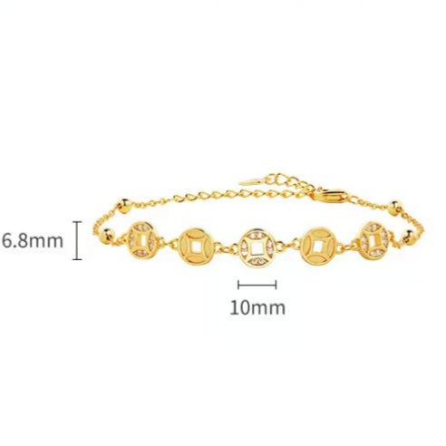 Rolling Fortune Coin Bracelet –18k Gold Plated 925 Sterling Silver
