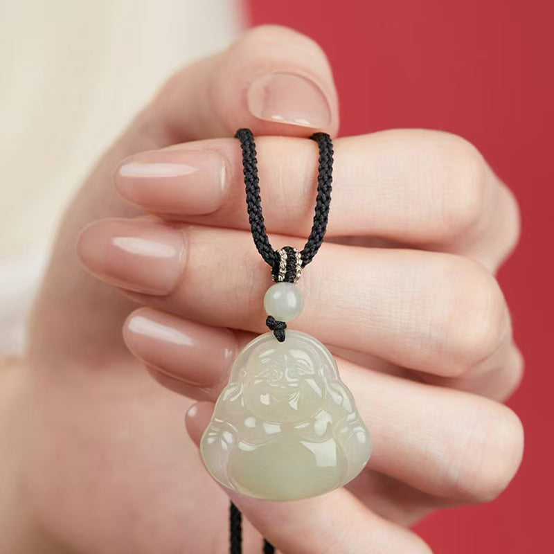 Joyful Laughing Buddha Jade Pendant-Wisdom and Enlightenment