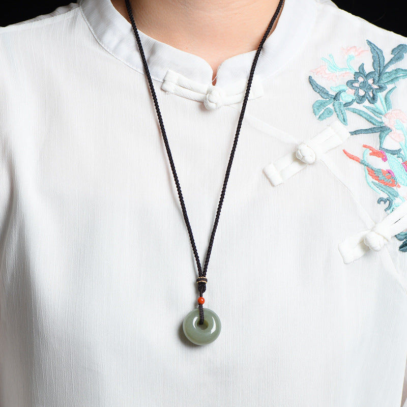 Peace Protection Jade Donut Pendant Necklace-The Circle of Serenity