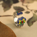 Enamel Ruyi Cloud Agate S925 Silver Adjustable Ring-Graceful Blessings