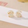 Wealth Rabbit Hetian Jade Earrings-Good Fortune and Luck