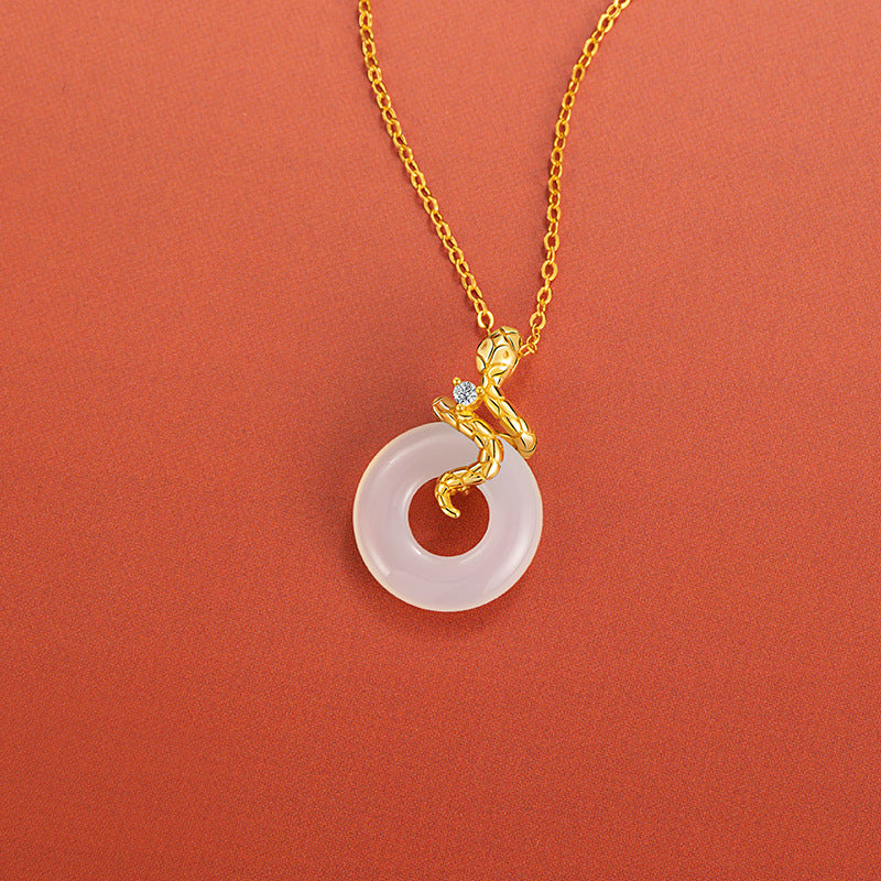 Snake Chalcedony Peace Disc Necklace-Blessings & Renewal