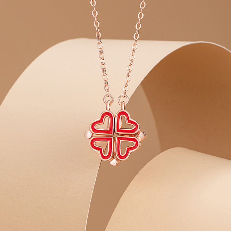 Four Leaf Clover Magnetic Necklace-A Sincere Heart
