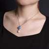 Natural Pearl Blue Enamel Butterfly Necklace-Peace and Harmony