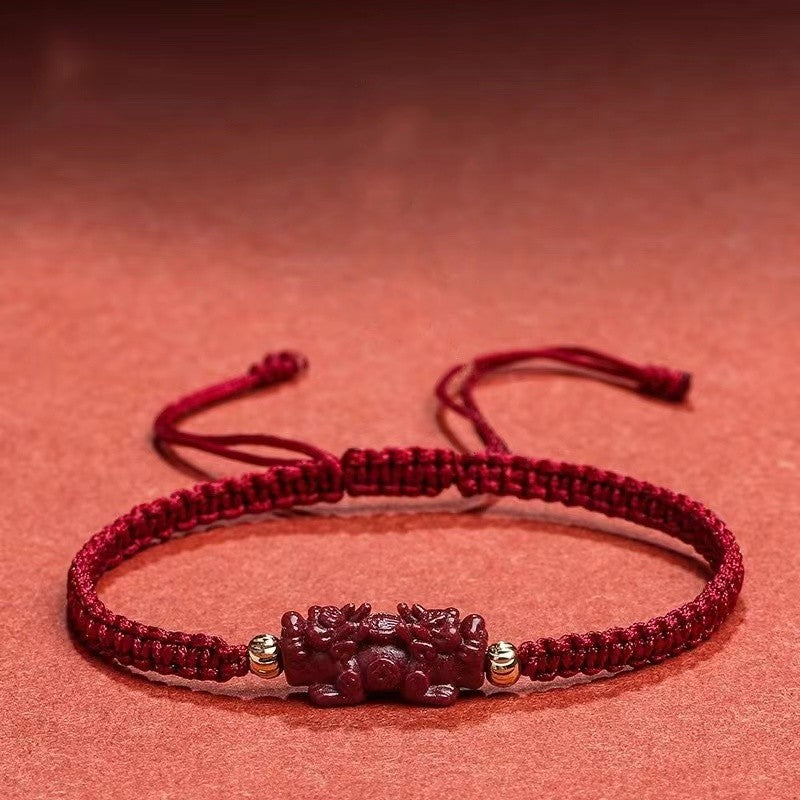 Cinnabar Pixiu Red String Bracelet-Attract Luck