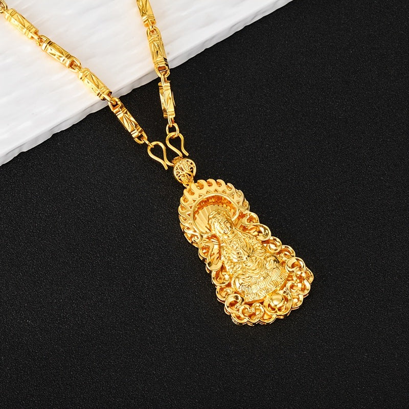 Guanyin 18K Gold Plated Pendant Necklace-Protection