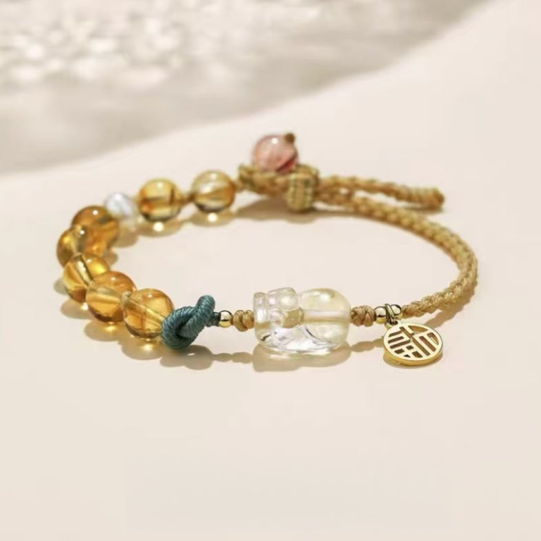 Steady Fortune Pixiu Rutilated Quartz Bracelet