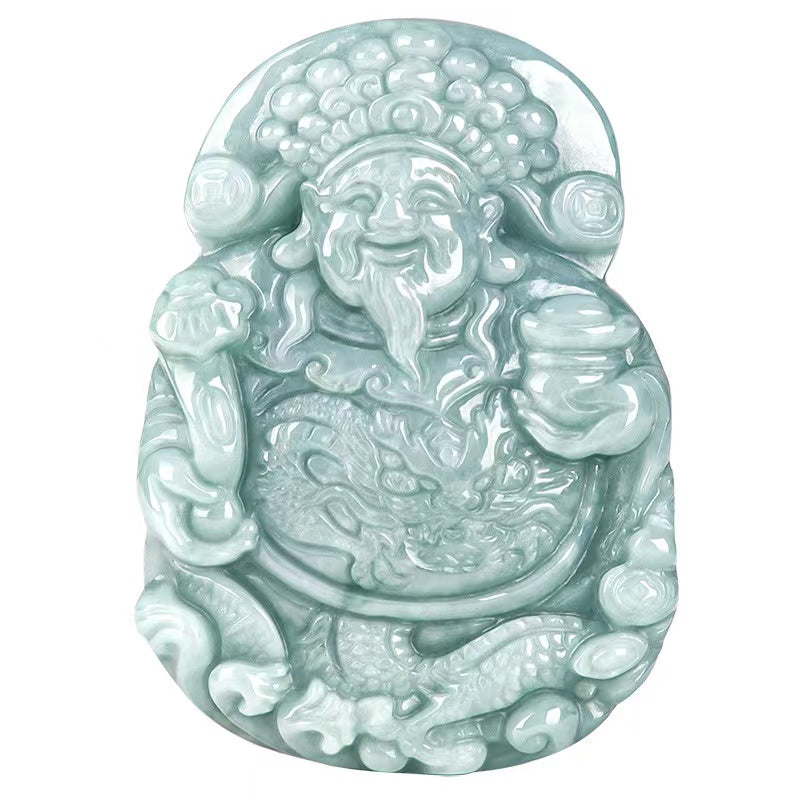 Tsai Shen Wealth Pendant-Natural Burma Jade