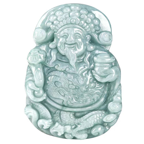 Tsai Shen Wealth Pendant-Natural Burma Jade
