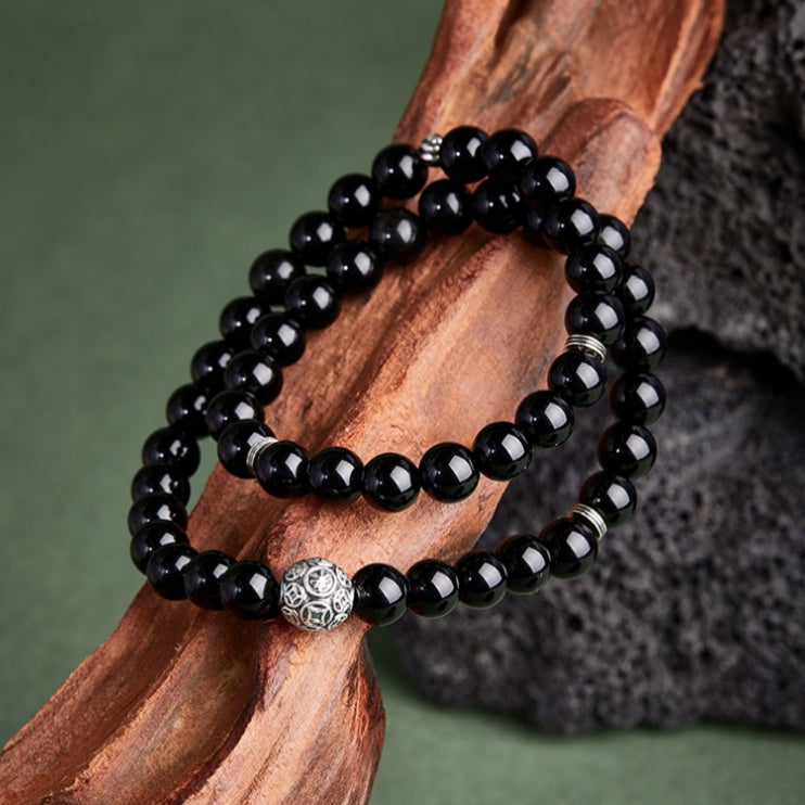 Obsidian Double-Layer Beaded Bracelet-Serenity and Joy