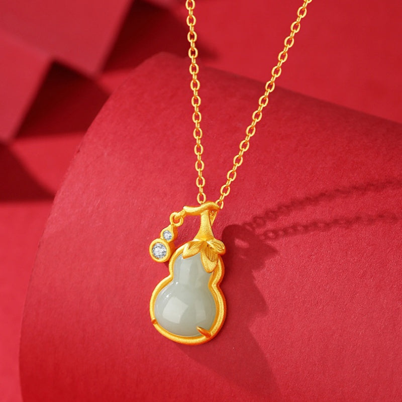 Cherished Blessings-Gourd Nephrite Jade Necklace