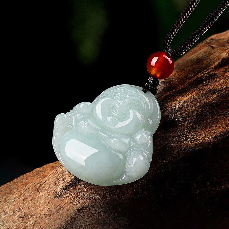 Harmony Protection Guan Yin & Laughing Buddha Jade Pendant Set