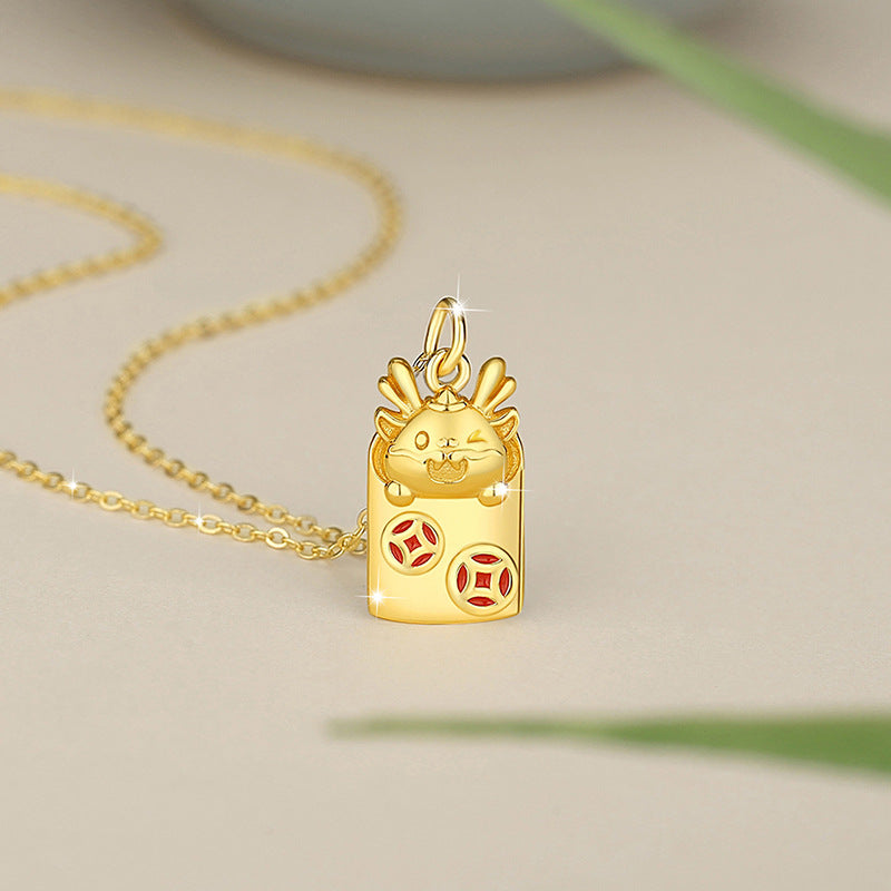 Little Dragon Coin Necklace-Good Wishes Ahead