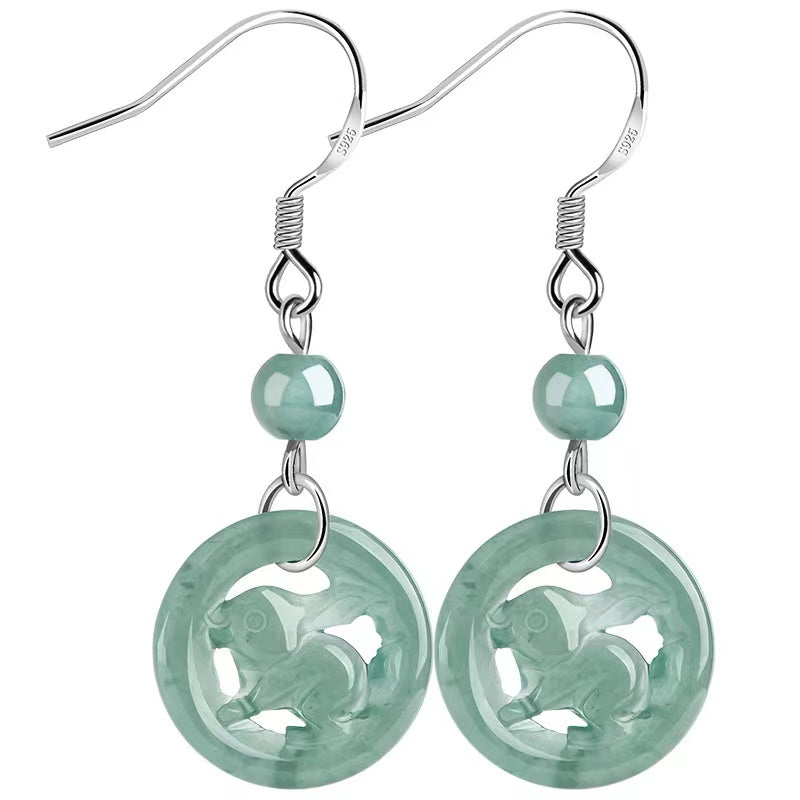 Rabbit Jade Earrings-Attract Luck
