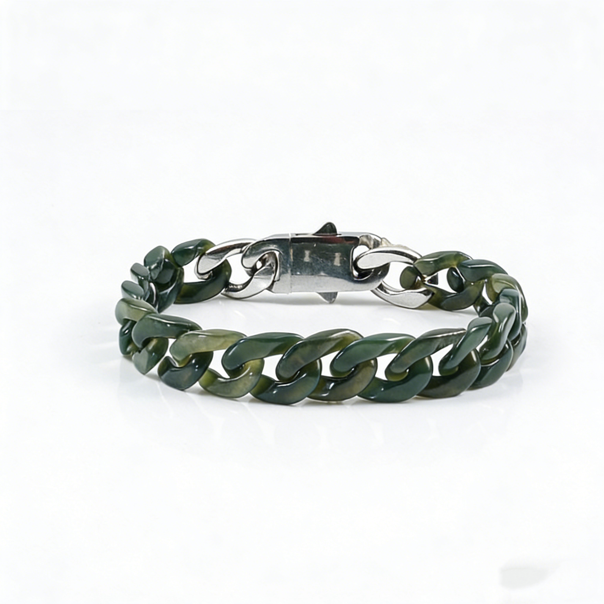 Urban Fusion Cuban Link Jade Bracelet-Detachable Adjustable Link Design