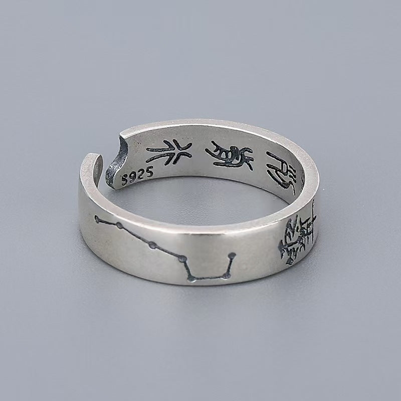 Seven Star Bagua 999 Silver Ring-Wealth Protection