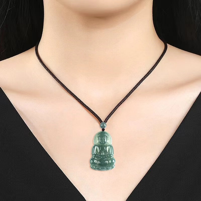 Guan Yin Ice Jade Hand Carved Pendant-Compassion