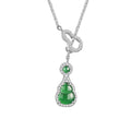 Gourd Jadeite Sterling Silver Necklace-Fortune & Prosperity