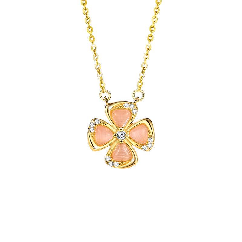 Four Leaf Clover Silver Necklace-Lucky to Love You
