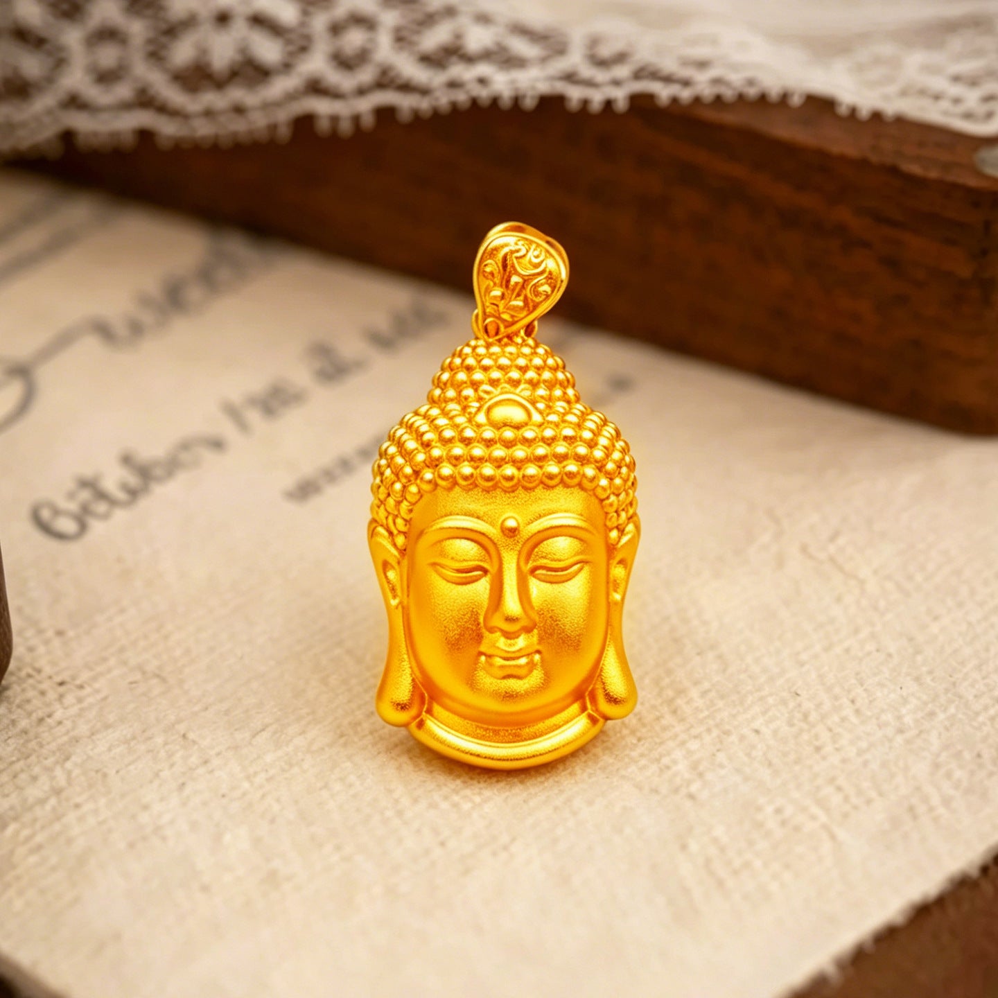 Tathagata Buddha Kopf Anhänger Halskette