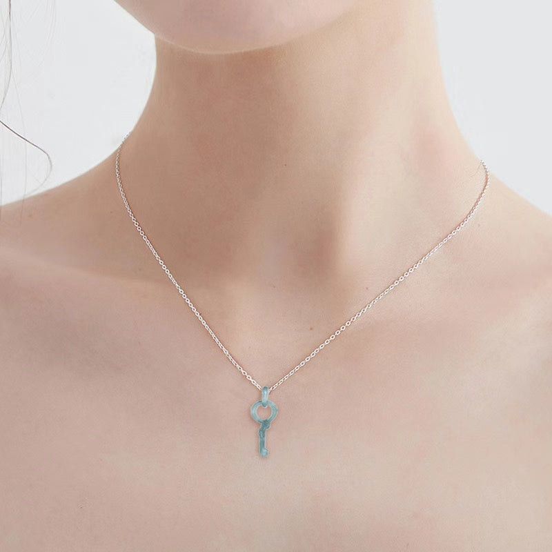 Fengshui Key Necklace-Natural Ice Jade