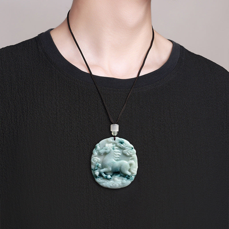 Victory Horse Myanmar Jadeite Abundance Amulet