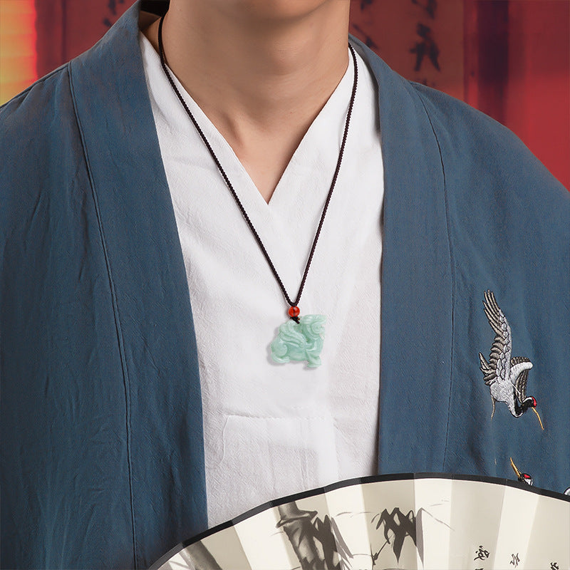 Flying Qilin Jadeite Pendant-Good Things Ahead