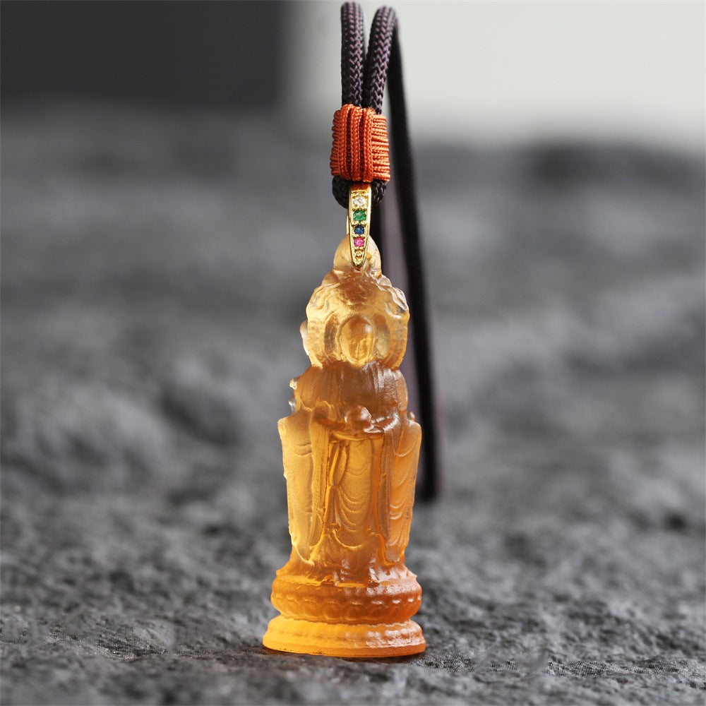 Three-Faced Ksitigarbha Guardian Liuli Pendant–Protection, Guidance & Safe Passage