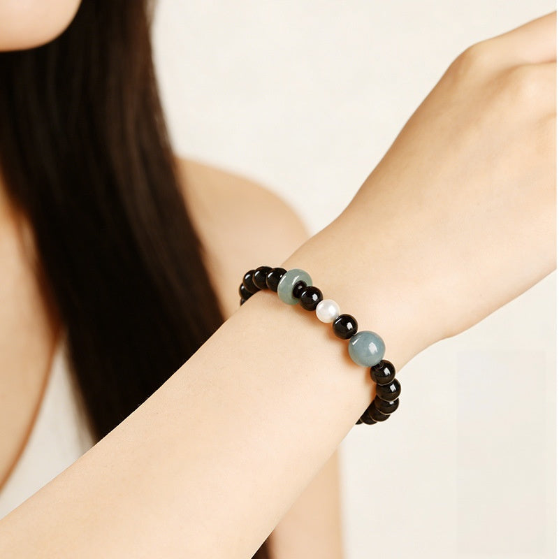 A Brighter Turn-Blue Water Jade Obsidian Bracelet