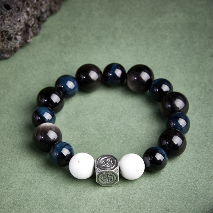 Silver Sheen Obsidian and Blue Tiger's Eye Bracelet-Free Mind and Meditative Calm